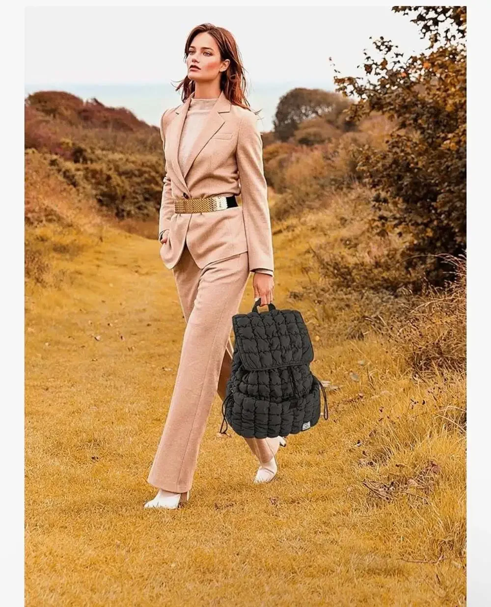 CONTAIL Black Puffy‎ Quilted Backpack Lightweight Cloud Bag